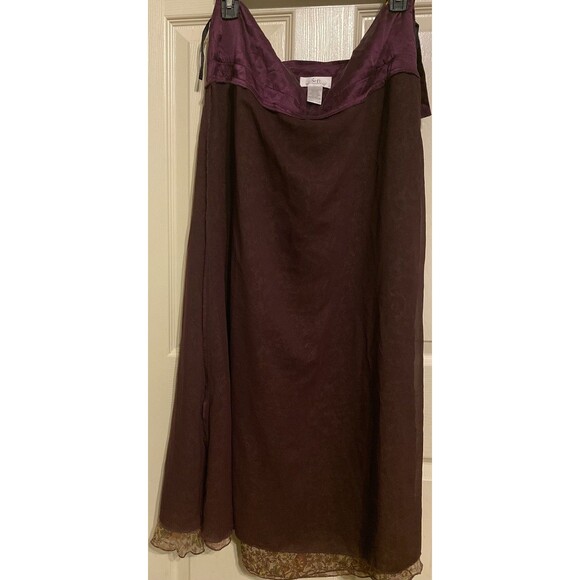 Soft Surroundings Maxi Silk Skirt Red Multi Floral Embroider Line Boho Fairy 14 - Picture 6 of 16